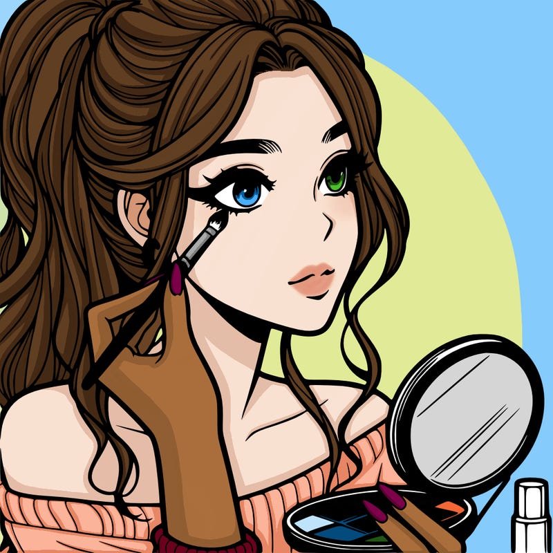 a realistic girl doing her makeup