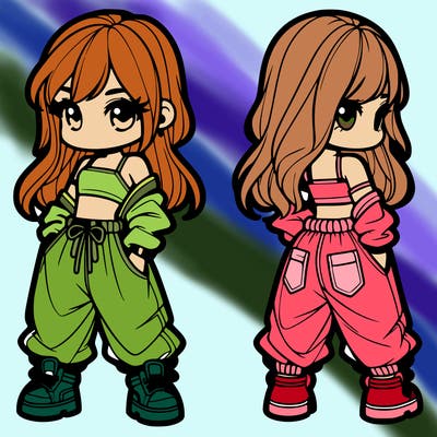 girl in crop top and baggy pants