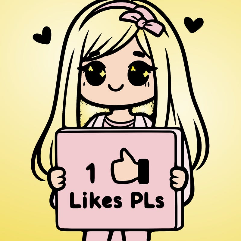 girl holding a sign saying 10 likes pls