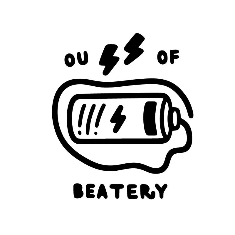 out of battery with a charging simple saying zero energy