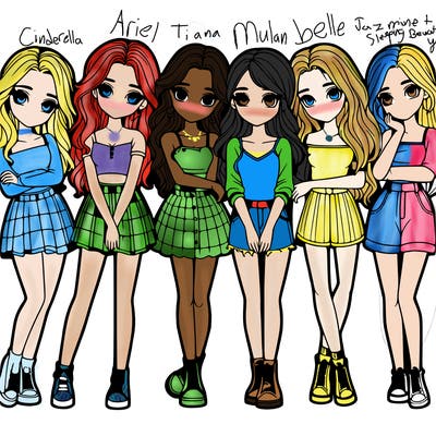 a group of girls realistic