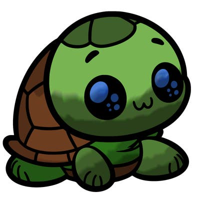 cute little animated turtle