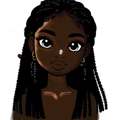 a realistic black girl with braids