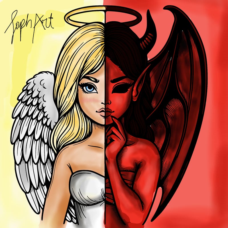 realistic angel half demon