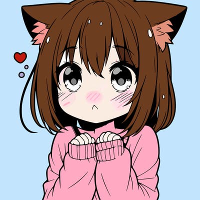 shy anime catgirl
