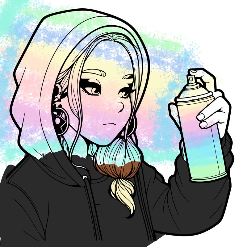 a realistic girl, spray painting