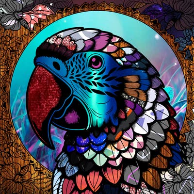 realistic parrot mandala