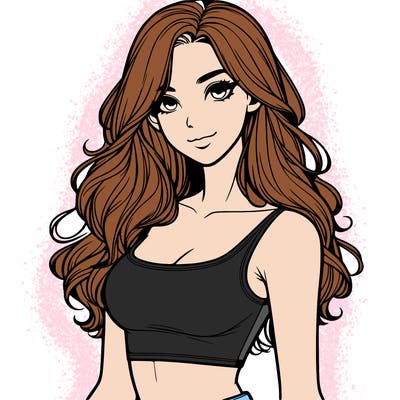 realistic girl with crop top