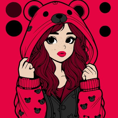 realistic girl in a animal pjs hoodie