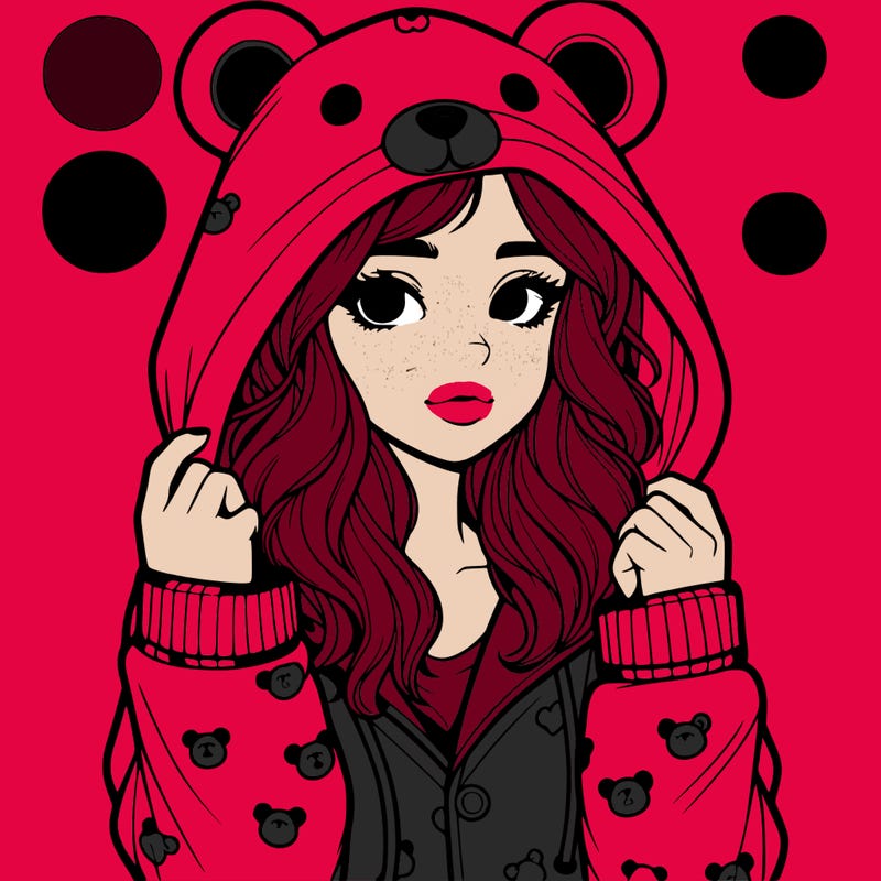 realistic girl in a animal pjs hoodie