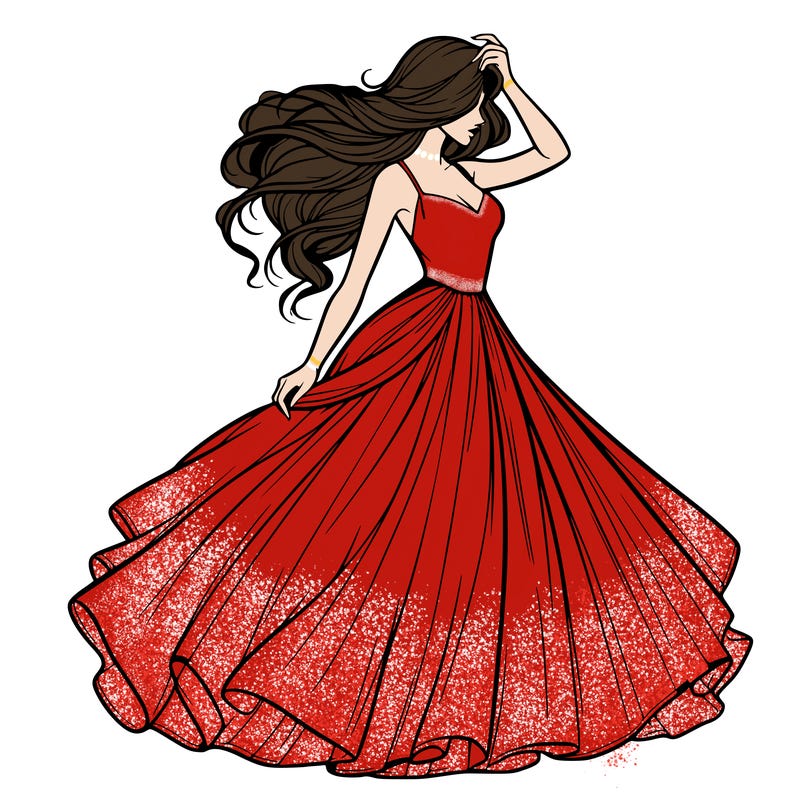 realistic woman with dress flowing in the wind