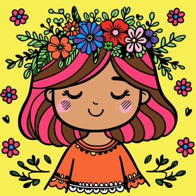 girl with flowers crown