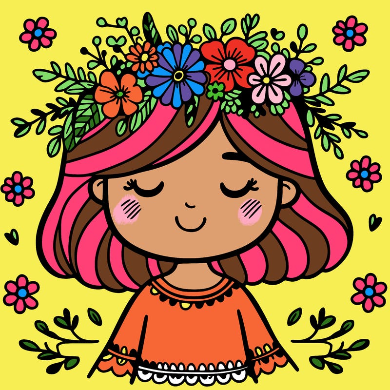 girl with flowers crown