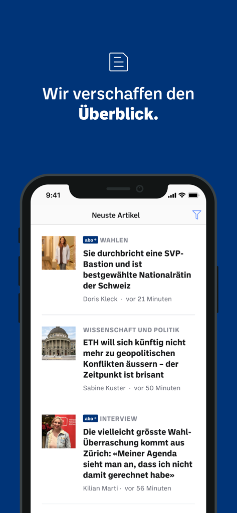Aargauer Zeitung - Aargauer Zeitung mobile news app displaying a feed of latest news articles on a smartphone screen