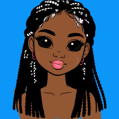 a realistic black girl with braids