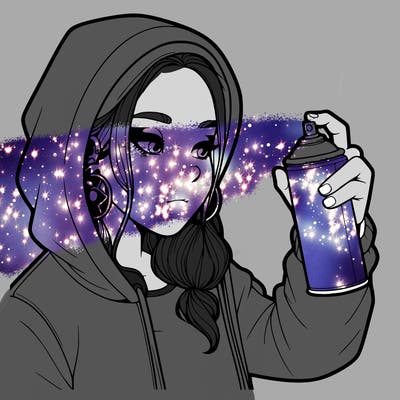 a realistic girl, spray painting