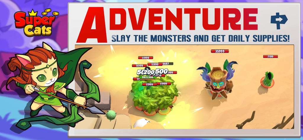 Supercats - Jugabilidad de gato arquero en modo aventura de Supercats.