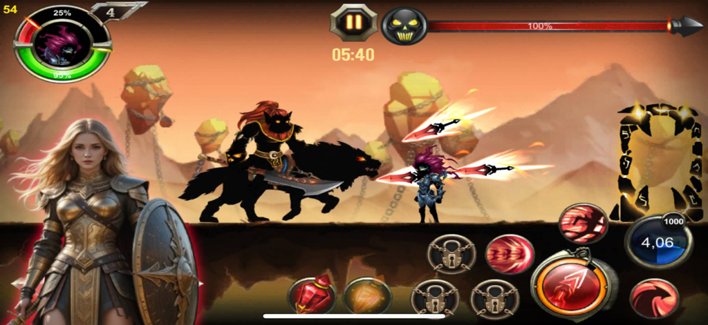 Shadowborn Legacy:Dark Warrior - Gameplay of Shadowborn Legacy Dark Warrior featuring a 2D action battle between shadow heroes and dark enemies.