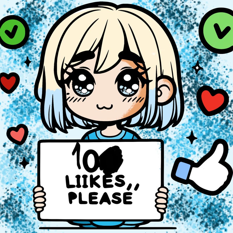 a girl with a sign saying 100 likes, please