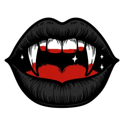 lips with vampire teeth