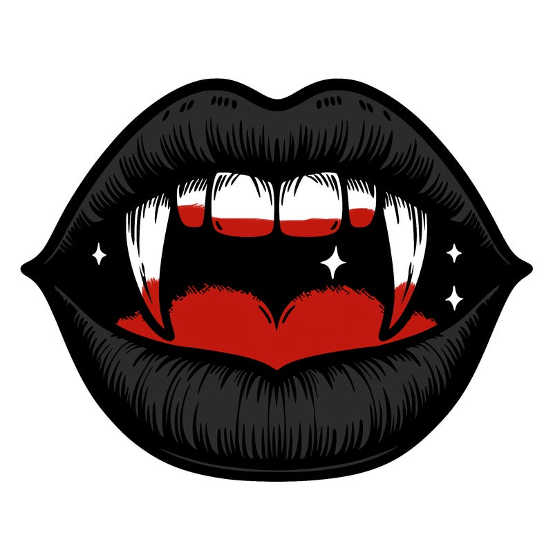 lips with vampire teeth