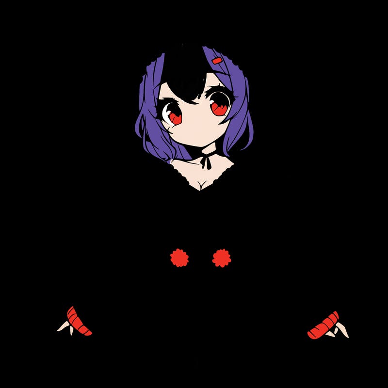 pretty anime girl wearing a fluffy hoodie with bunny ears on the hood and a skirt