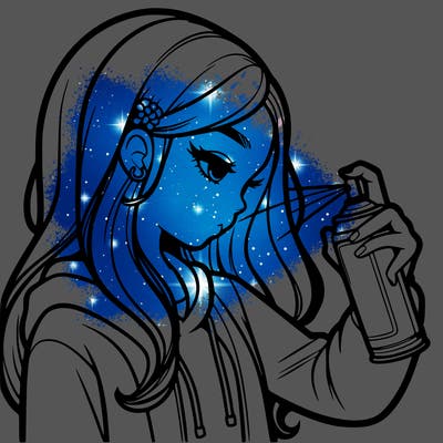 a realistic girl spray painting