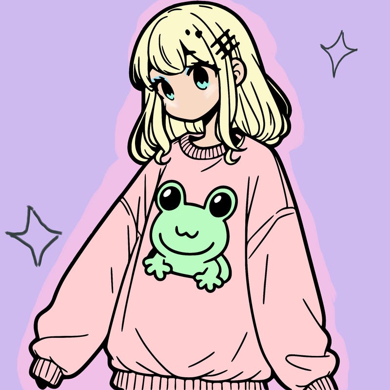 girl wearing frogging sweatshirt