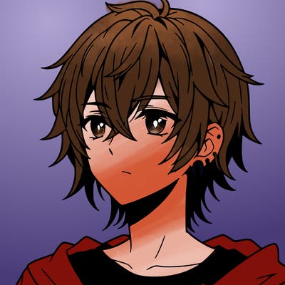 anime boy shoulder length hair and pierced ears