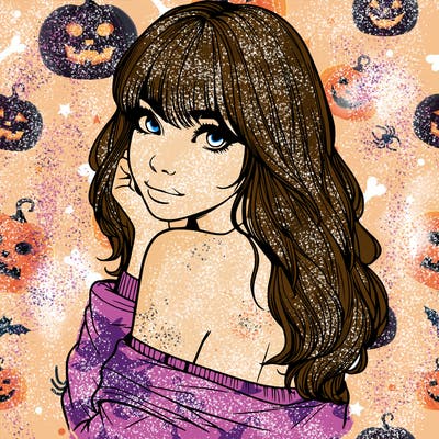 realistic girl with bangs looking over her shoulder