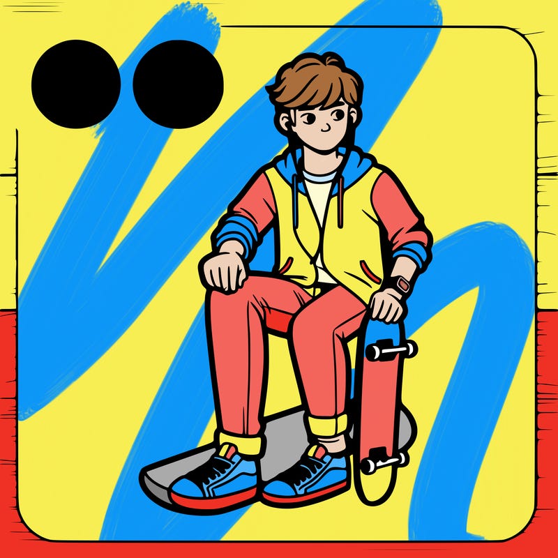 teen guy with skateboard