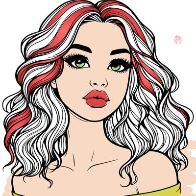 realistic girl with wavy hair and lips