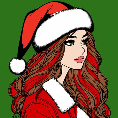 realistic girl in santa hat