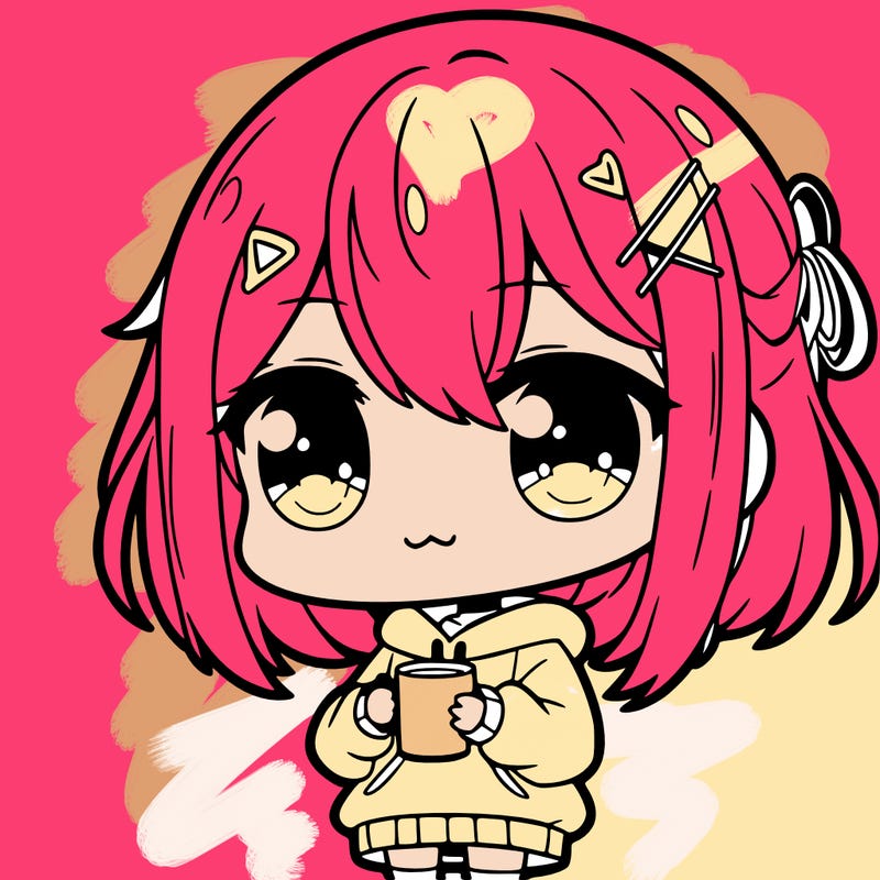 cute anime unique holding a cup of water