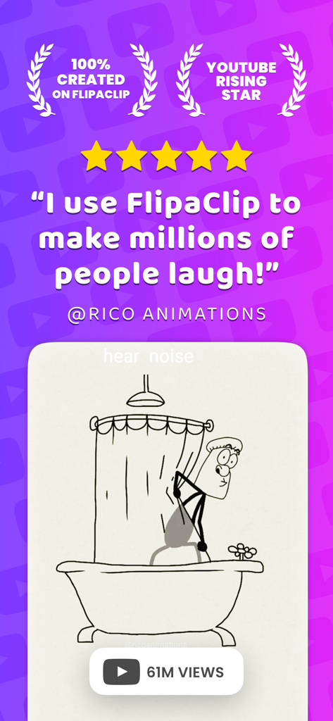 FlipaClipで制作されたカートゥーンを紹介するYouTubeクリエイターRico Animationsからの証言。