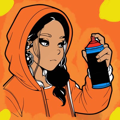 a realistic girl, spray painting