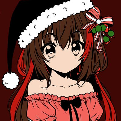 anime girl in santa hat