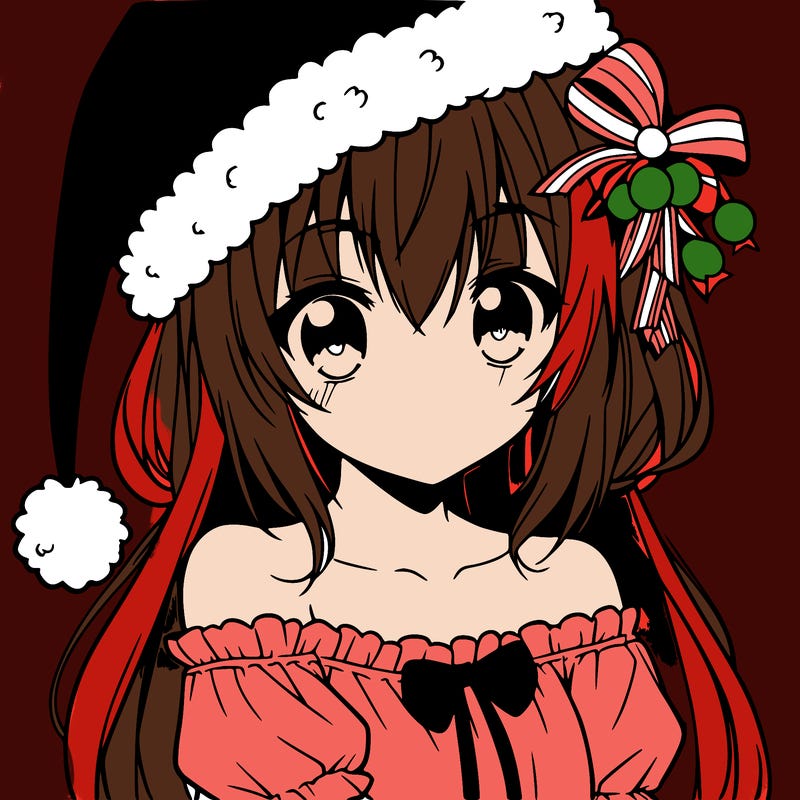 anime girl in santa hat