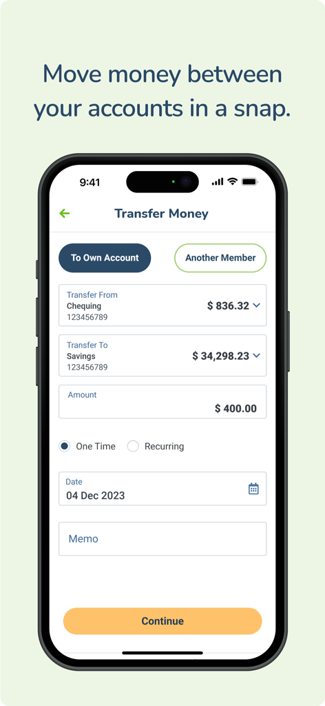 Innovation Federal CU - Innovation Federal CU mobile app screen showing how to transfer money between personal accounts