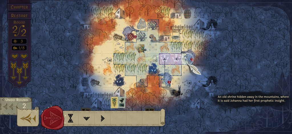 Howl - Turn based tactical puzzle gameplay of Howl featuring a living ink art style and strategic move planning.