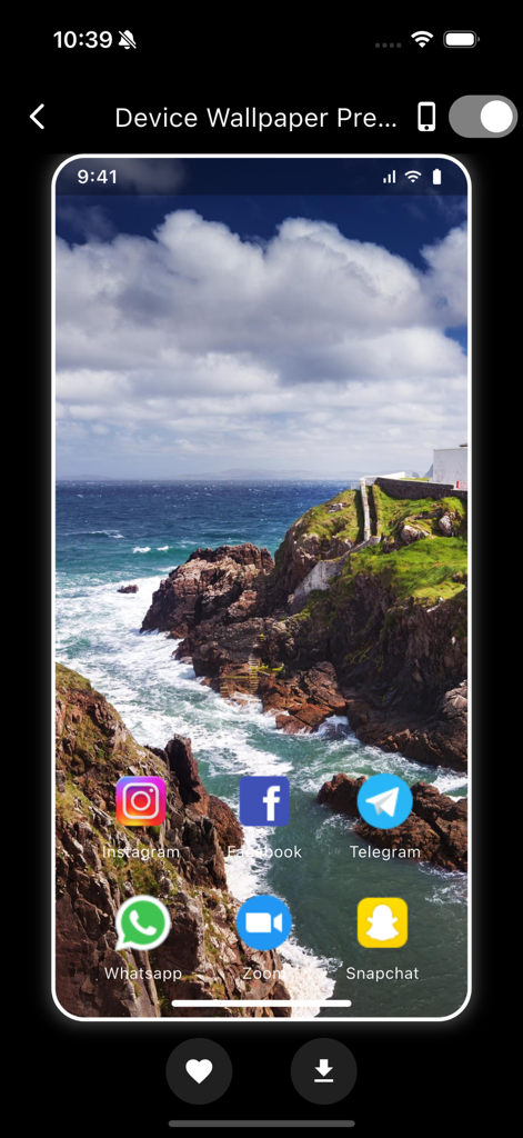 4K Wallpapers HD Background - Vista previa de un fondo de pantalla 4K costero de alta definición en la pantalla de inicio de un móvil