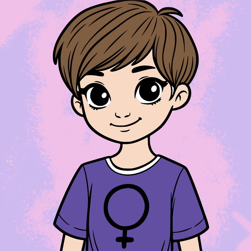 girl with pixie cut and feminist shirt
