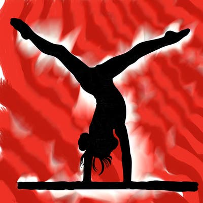 realistic gymnastic hand stand girl in four splits