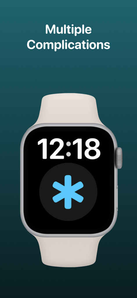 MediWear: Medical ID for Watch - Un cadran d'Apple Watch montrant une icône bleue de l'étoile de vie comme complication d'ID médical.