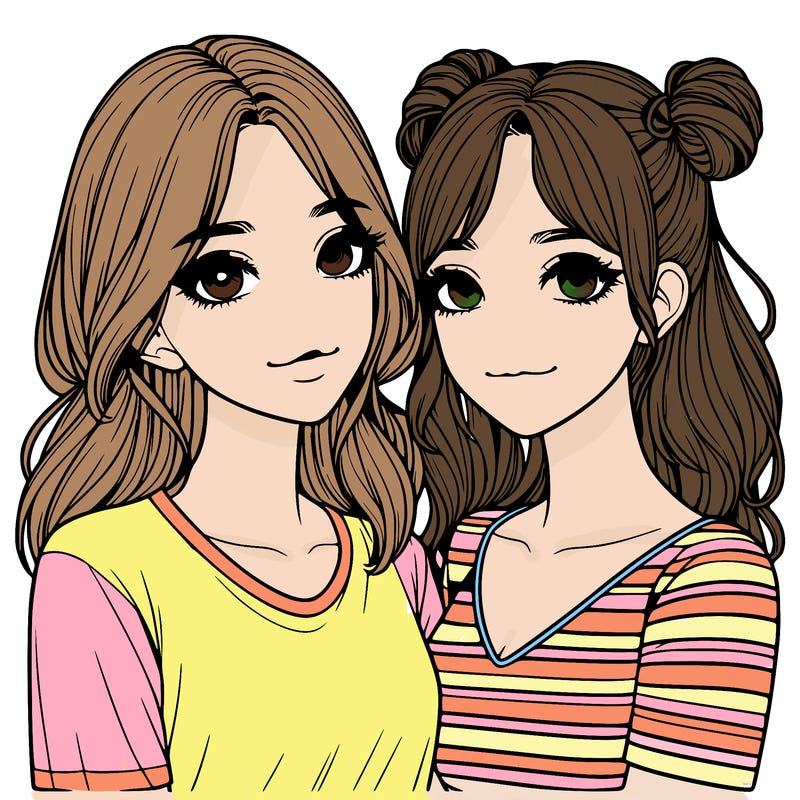 two girls realistic