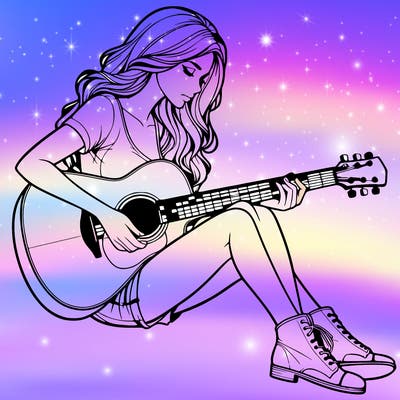realistic woman play guitar
