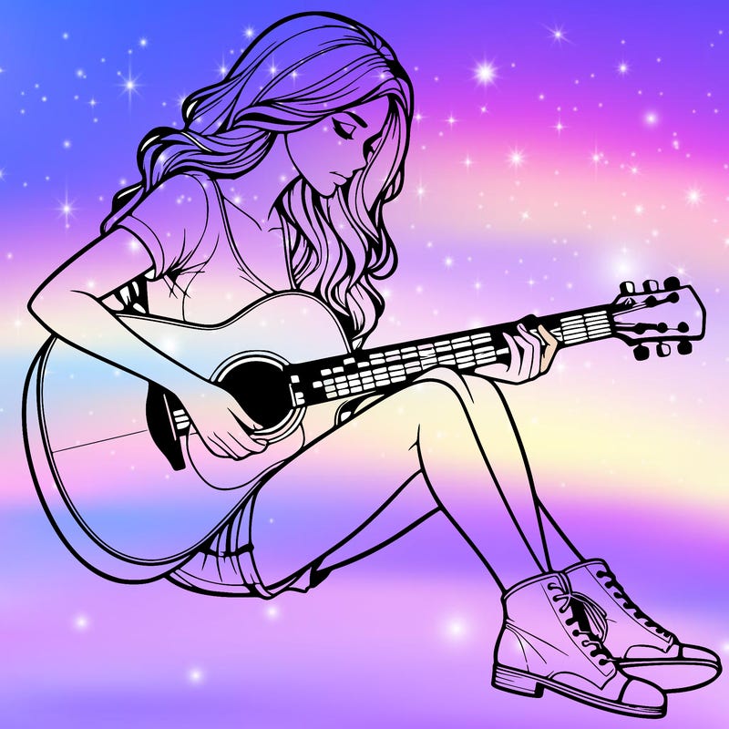 realistic woman play guitar
