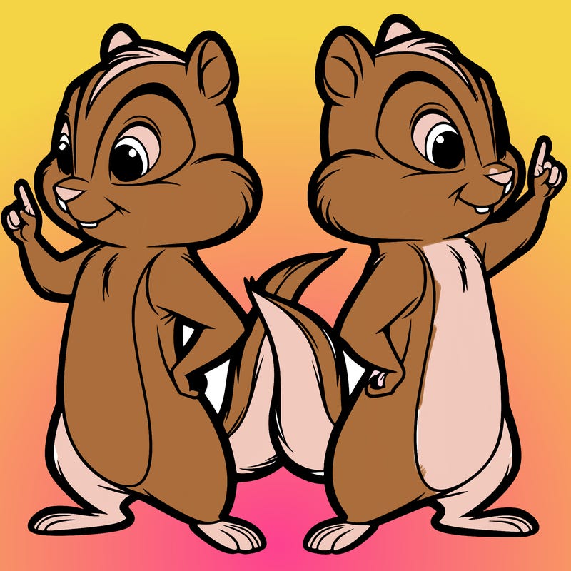 two tamias standing up split realistic