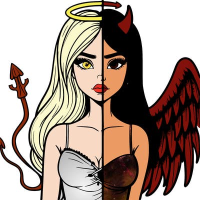 devil vs angel realistic girl