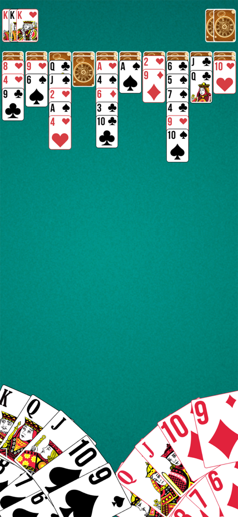 ⋆ Spider Solitaire Card Game ⋆ - Gameplay screenshot of Spider Solitaire card game showing piles of cards on a classic green felt background